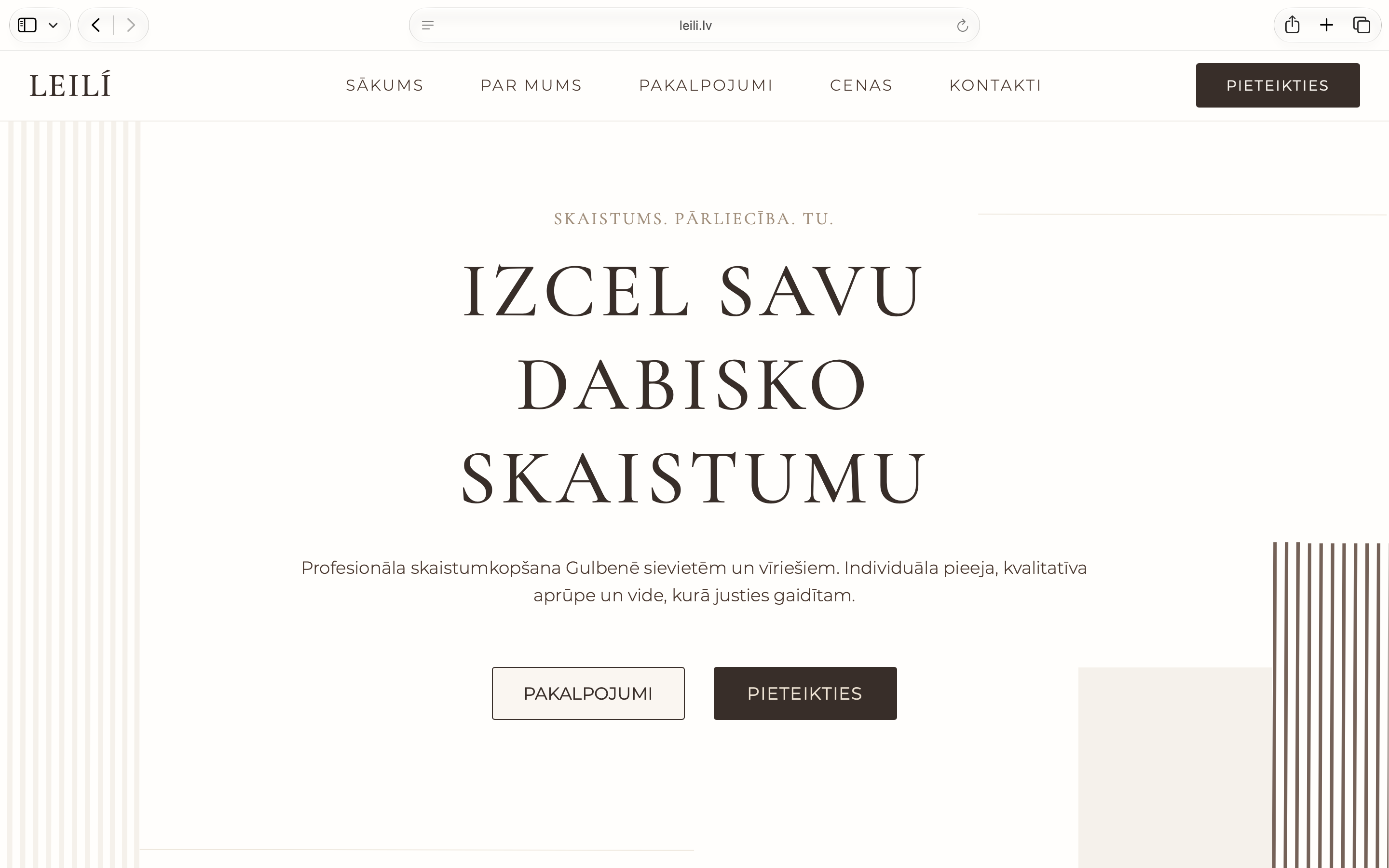 LEILÍ skaistumkopšanas salona mājaslapa
